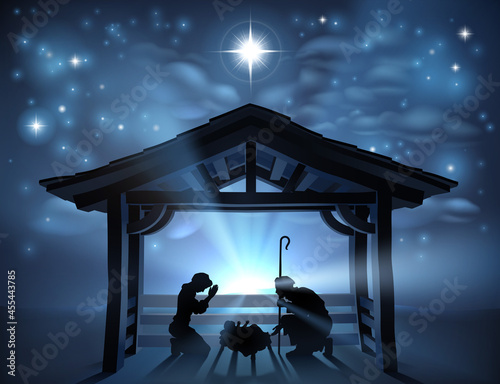 Christmas Nativity Scene Jesus Manger Silhouette