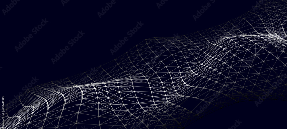 Technological wave of data transmission. Digital background. 3D vector illustration. - obrazy, fototapety, plakaty 