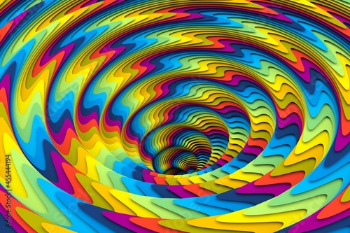 Colorful whirl abstract background 3D render illustration