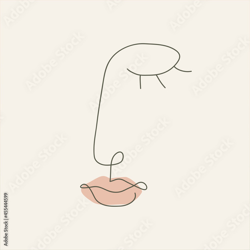 Minimalistic linear illustration of a girl's face