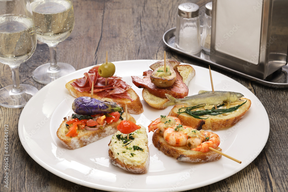 variety of spanish pinchos( italian cicchetti ) variety of spanish pinchos( italian cicchetti )