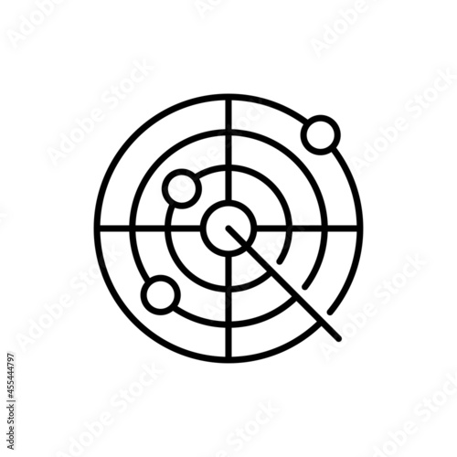 Radar vector outline icon style illustration. Eps 10 file