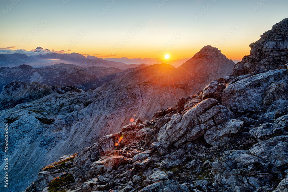 Amazing sunrise in a wild mountains