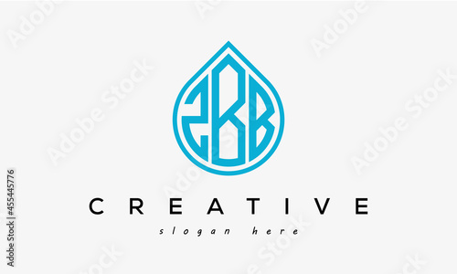 Water drop letters ZBB logo initial template vector photo