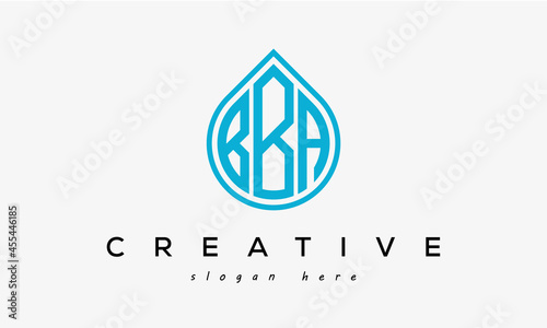 Water drop letter BBA logo initial template vector