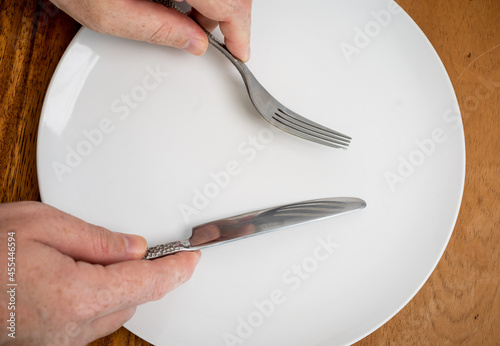 Dinner plate with knife and fork 