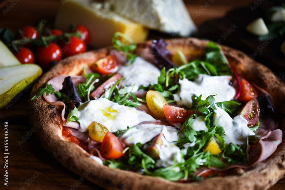 delicious Italian pizza with fresh ingredients delicious Italian pizza with fresh ingredients