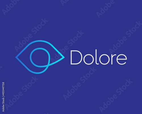 Thin line eye loop vector icon logo design template. Minimalistic optic, vision vector sign symbol mark logotype.