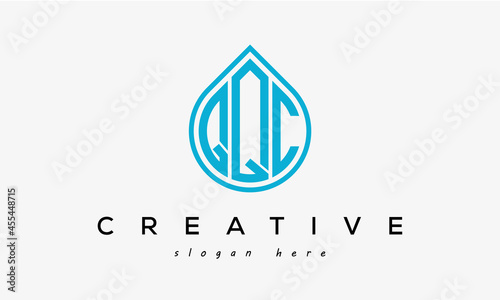 Water drop letter QQC logo initial template vector photo