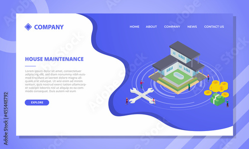 house improvement or maintenance concept for website template or landing homepage with isometric style