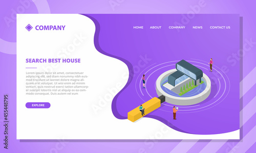 search house or property concept for website template or landing homepage with isometric style