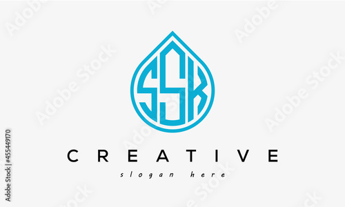Water drop letter SSK logo initial template vector photo