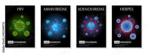 Realistic Viruses Posters Set