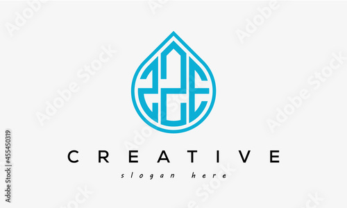 Water drop letter ZZE logo initial template vector