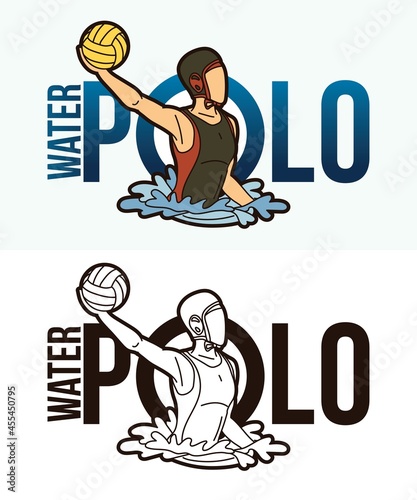 Water Polo Text With Sport Players Graphic Vector