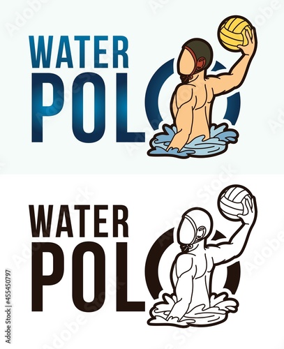 Water Polo Text With Sport Players Graphic Vector
