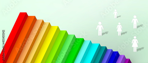 Abstract Background. LGBT rainbow Concept and Ladder success and Choice for people symbol design Origami Paper on Green. Copy Space -3d Rendering