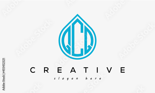 Water drop letter QCQ logo initial template vector