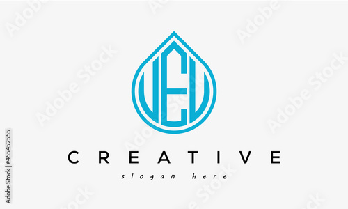 Water drop letter UEU logo initial template vector