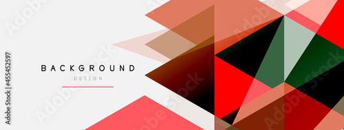 Color triangles composition, geometric abstract background. Techno or business concept, pattern for wallpaper, banner, background, landing page