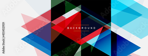 Color triangles composition, geometric abstract background. Techno or business concept, pattern for wallpaper, banner, background, landing page
