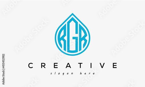 Water drop letter RGR logo initial template vector photo