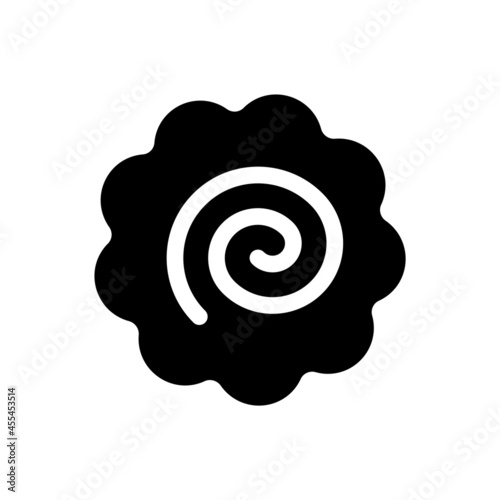 Narutomaki or kamaboko surimi vector filled icon. Traditional Japanese naruto steamed fish cake with swirl in the center. Topping for ramen noodle soup isolated illustration.