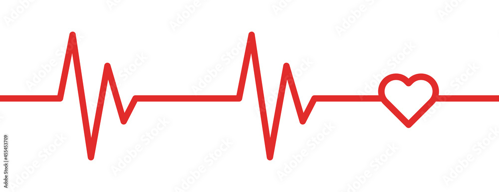 Cardiogram ecg line with heart symbol red vector icon.