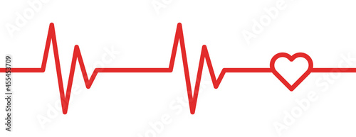 Cardiogram ecg line with heart symbol red vector icon.