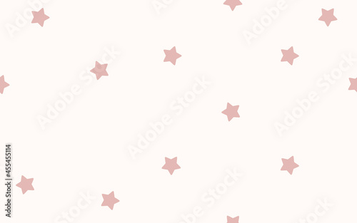 Pink gold shimmery stars pattern on beige wallpaper