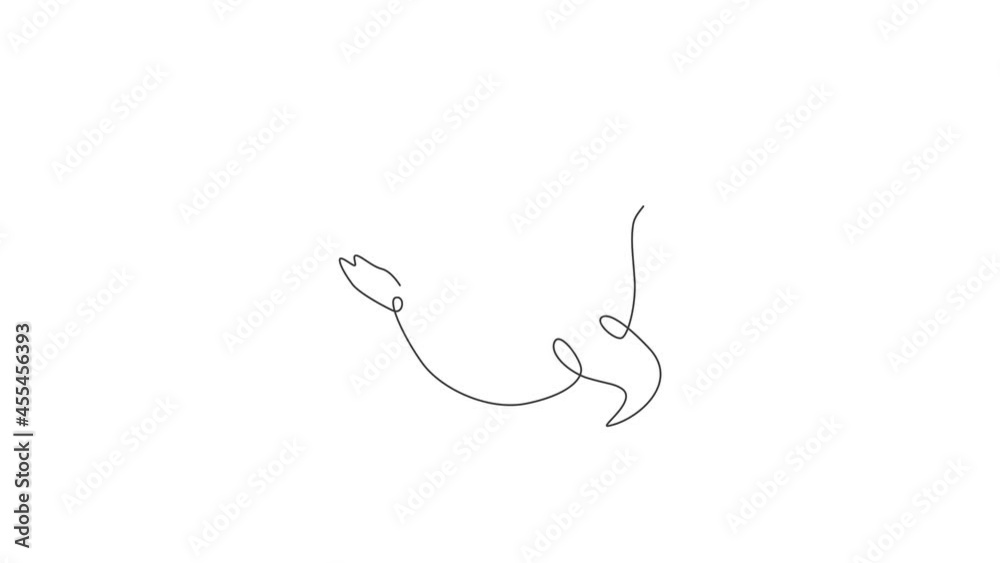 Animated self drawing of single continuous line draw clever sea lion for aquatic circus show logo. Smart mammal animal mascot concept for intelligence society logotype. Full length one line animation.