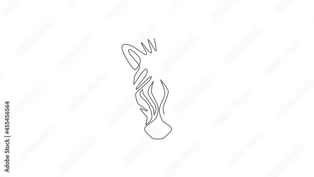 Animated self drawing of one continuous line draw zebra head for ...