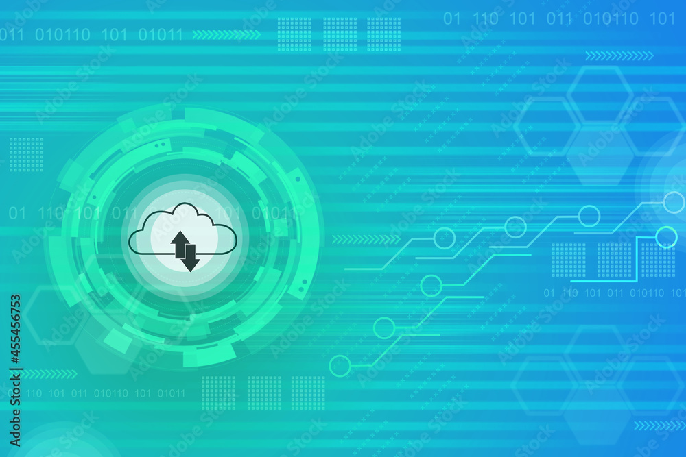 Obraz premium 2d illustration cloud up loading down loading futuristic technology back ground