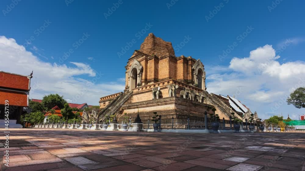 Ancient Pagoda at Wat Chedi Luang in Chiang Mai, Thailand. time lapse Ancient Pagoda at Wat Chedi Luang in Chiang Mai, Thailand. time lapse