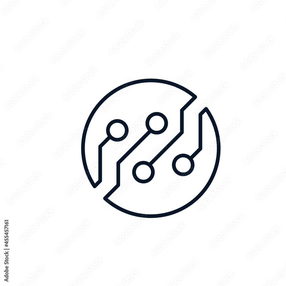Innovative technologies for the automation of robotic processes. Vector linear icon illustration isolated on white background. Innovative technologies for the automation of robotic processes. Vector linear icon illustration isolated on white background.