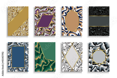 Collection of elegant abstract posters, banners, templates, brochures, flyers, backgrounds, placards and ect. Luxury cards with golden frames