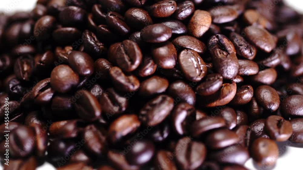 close up coffee beans, Fragrant coffee beans, The whole composition scrolls slowly around the camera. close up coffee beans, Fragrant coffee beans, The whole composition scrolls slowly around the camera.