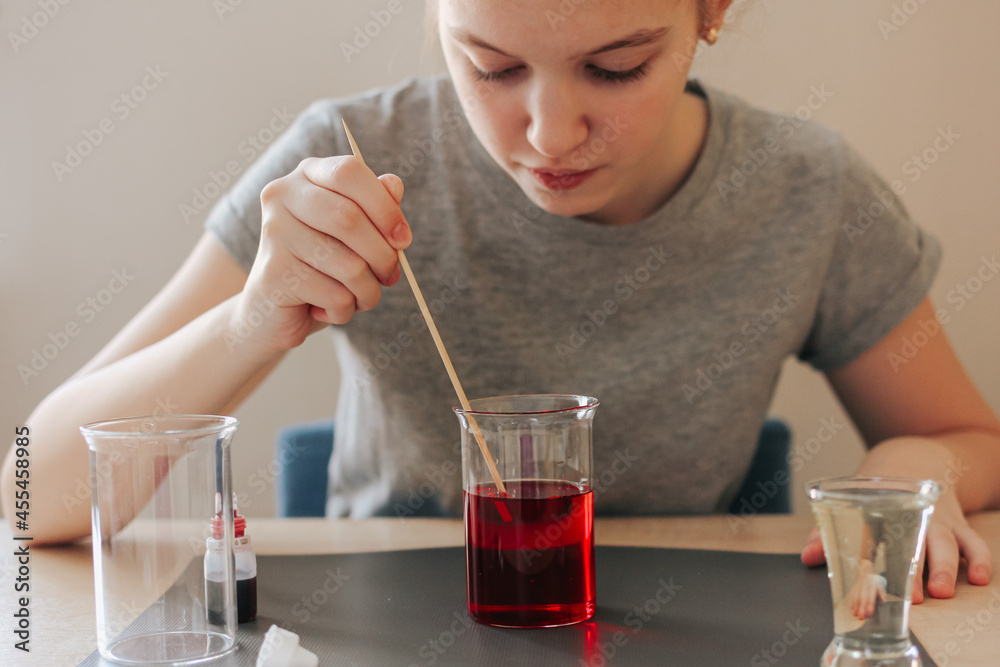 Fotografia do Stock Lava lamp, science experiment with water, food