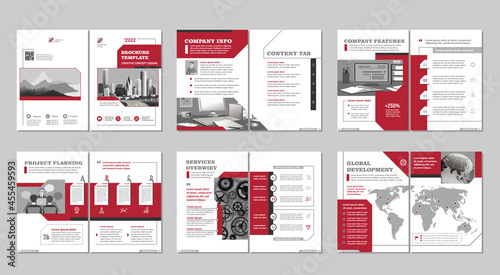 Brochure creative design. Multipurpose template, include cover, back and inside pages. Trendy minimalist flat geometric design. Vertical a4 format.