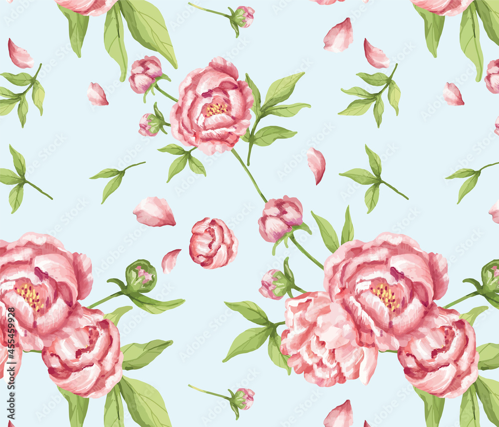 Hand drawn pink peony pattern Hand drawn pink peony pattern