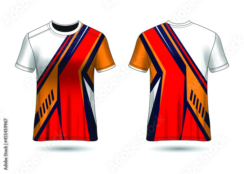 T-Shirt Sport Design. Racing jersey for club. uniform front and back view.