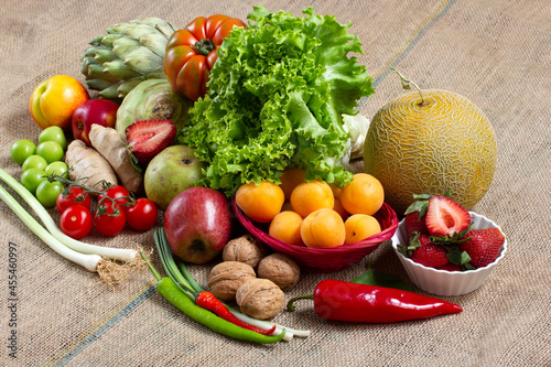 mixed fresh vegetables and fruits