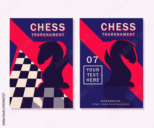 Chess tournament poster template. Sport game flyer design.