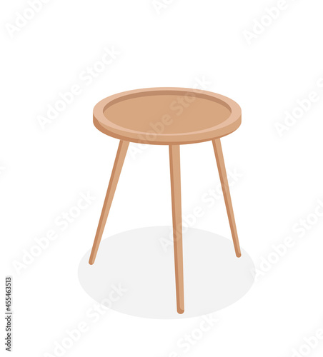 Coffee table or stool on an isolated white background. Vector illustration of house elements. Cartoon style