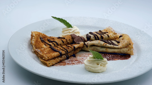 chocolate pancakes on a plate