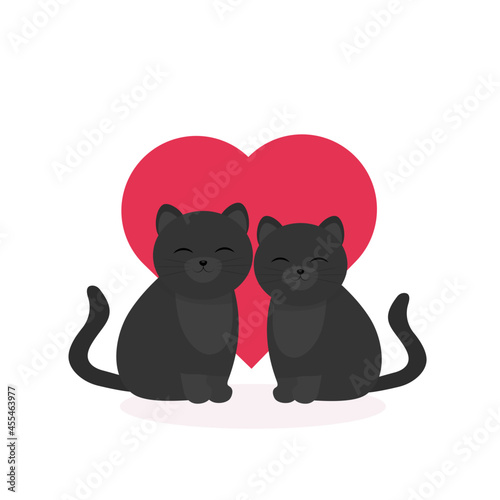 These are cute cats in love. Vector illustration.