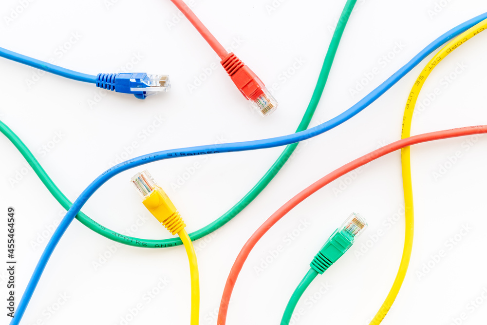 Multicolored computer cables and internet wires Multicolored computer cables and internet wires