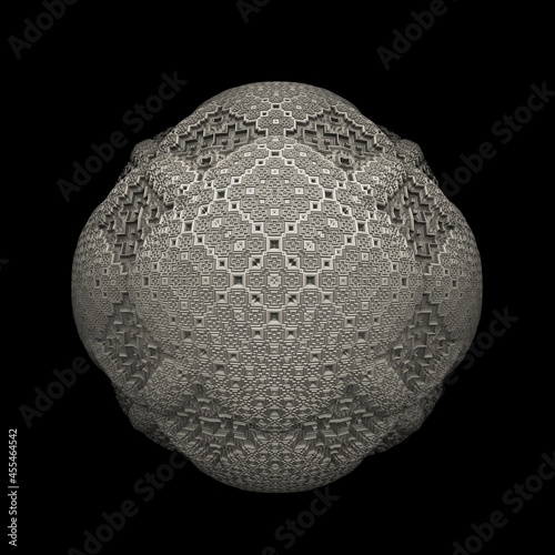 An isolated 3D fractal bulb of recursive structures with a dark background.