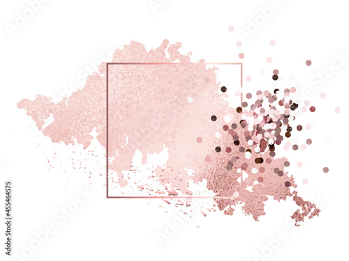 Rose gold metal foil background with sequins vector illustration.