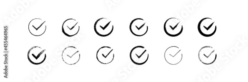 Set of brush checkmarks. Vot brush icon.